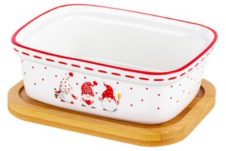 Паштетница 'Веселые гномики' 330 мл, стеклянная крышка, деревянная подставка 3