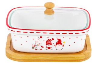 Паштетница 'Веселые гномики' 330 мл, стеклянная крышка, деревянная подставка 4