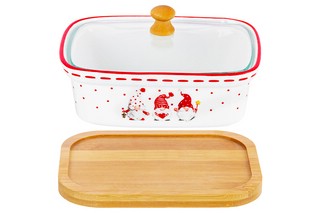 Паштетница 'Веселые гномики' 330 мл, стеклянная крышка, деревянная подставка 6