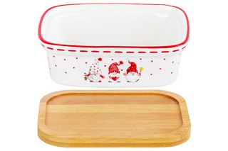 Паштетница 'Веселые гномики' 330 мл, стеклянная крышка, деревянная подставка 7
