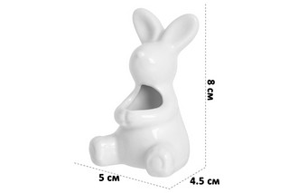 Вазочка п/зубочистки 4,5*5*8 см 'Зайчик белый'  4