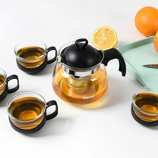 Чайник с чашками из стекла, 5 предметов 700мл / 150мл, Fissman 6466 2