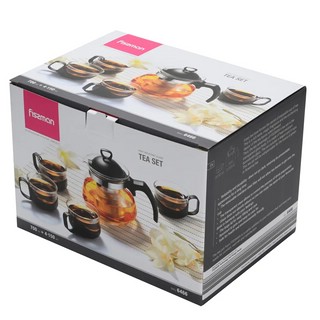 Чайник с чашками из стекла, 5 предметов 700мл / 150мл, Fissman 6466 10