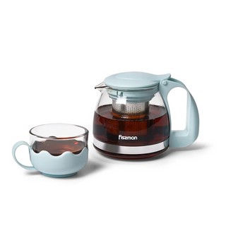 Чайник с чашками из стекла, 5 предметов, 700мл / 150мл, Fissman 6483 2