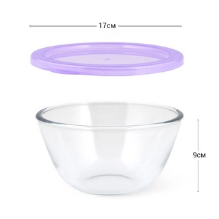 Миска стеклянная с крышкой 1,05л 2