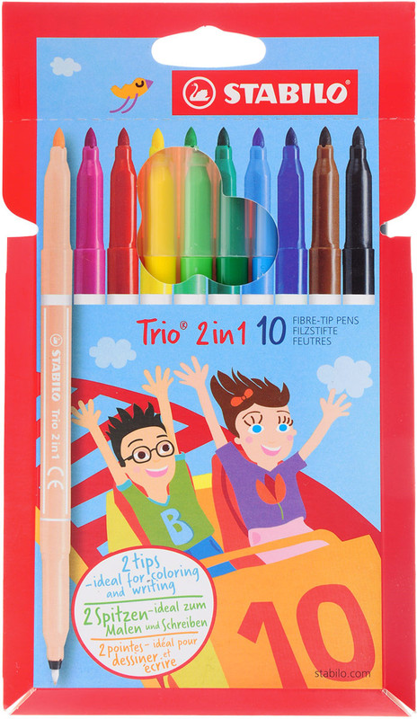 Фломастеры 10 цветов 'Trio 2 in 1'