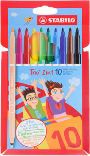 Фломастеры 10 цветов 'Trio 2 in 1' 1