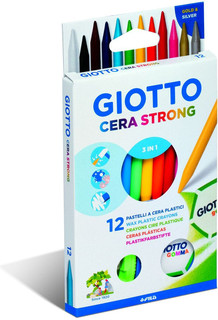Giotto Набор восковых карандашей Cera Strong с ластиком и точилкой 12 шт