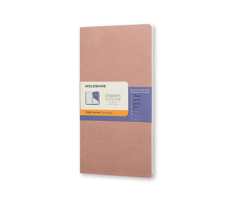 Записная книжка Moleskine 'Chapter' в линейку, 9,5x18см, Slim Medium, розовая