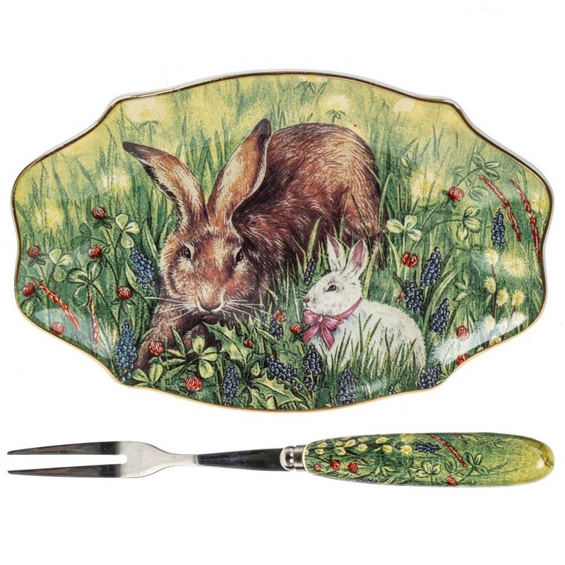 Блюдо с вилкой 'Кролики'