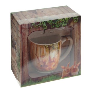 Кружка с ложкой 'Кролики', рисунок в ассортименте 3