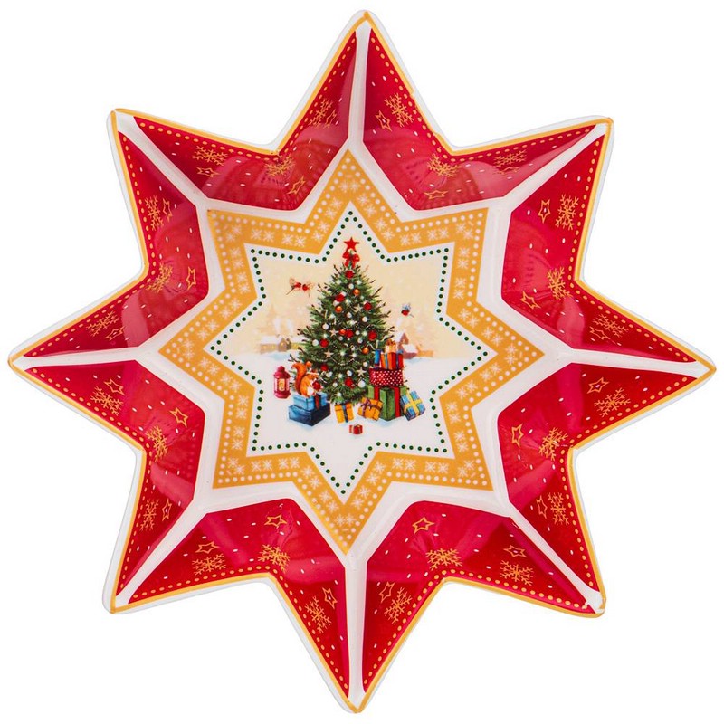 Блюдо-звезда 'Ёлка' 17х4 см, красное