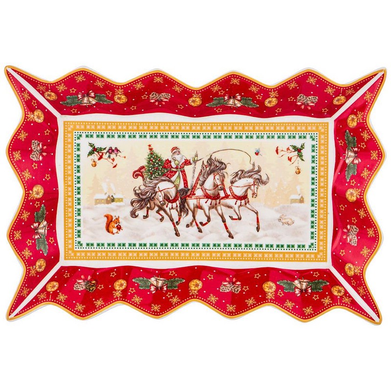 Блюдо 'Тройка' фигурное красное, 25 см