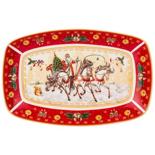 Блюдо 'Тройка' прямоугольное красное, 25 см