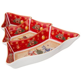 Менажница-елка 'Дед Мороз и Снегоурочка' 24 см, красная 3