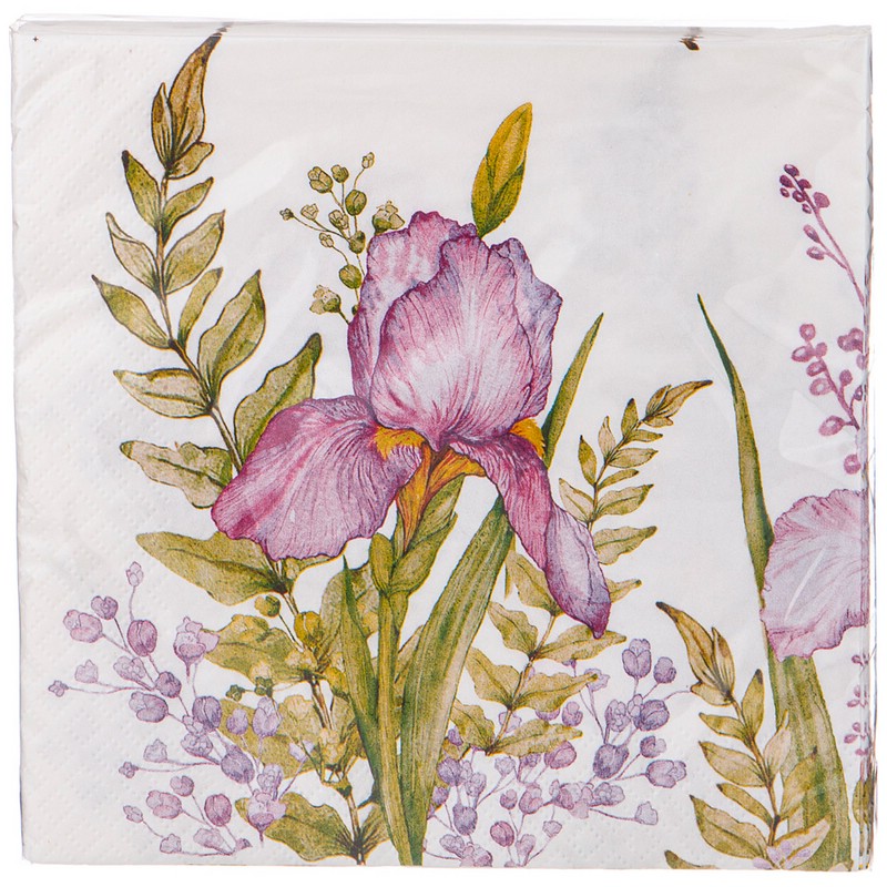 Салфетки бумажные 'Ирисы' (Irises) 33х33 см, 3 слоя, 20 шт.