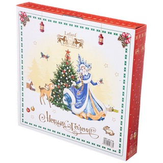 Блюдо 'Дед Мороз и Снегурочка' красное, 26 см 2