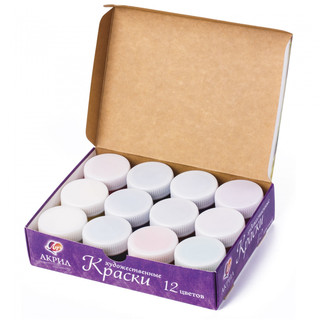 Краски акриловые художественные глянцевые Луч, 12 цветов по 20 мл, в баночках 2