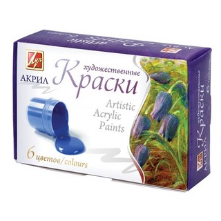 Краски акриловые художественные глянцевые Луч, 6 цветов по 20...
