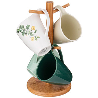 Набор из 4-х кружек 'Meadow' на деревянной подставке, 380 мл