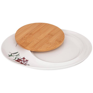 Блюдо 'Meadow' сервировочное 33х25 см с деревянной доской d 18 см 3