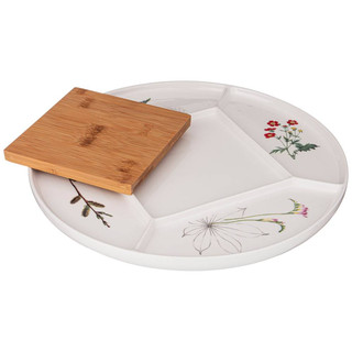 Менажница 'Meadow' 4 секции, с деревянной вставкой 4