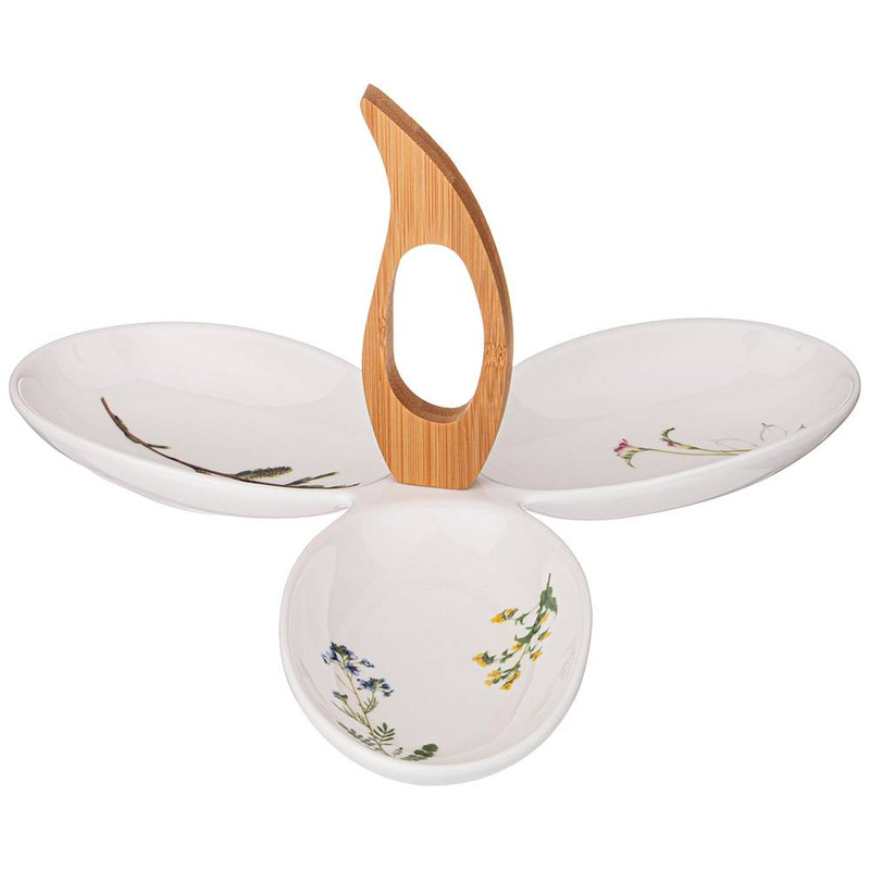 Менажница 'Meadow' 3 секции с деревянной ручкой