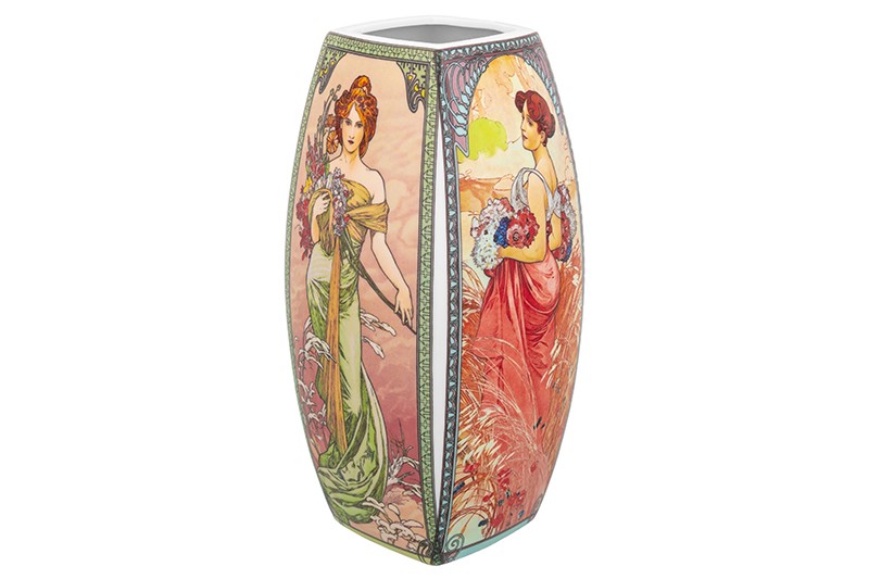 Ваза 1,5 л 11*11*21 см 'Времена года' квадрат, NEW BONE CHINA 