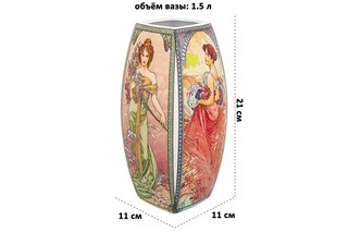 Ваза 1,5 л 11*11*21 см 'Времена года' квадрат, NEW BONE CHINA  2
