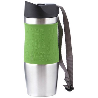 Термокружка с кнопкой-стоппером 400 мл, зеленый 1