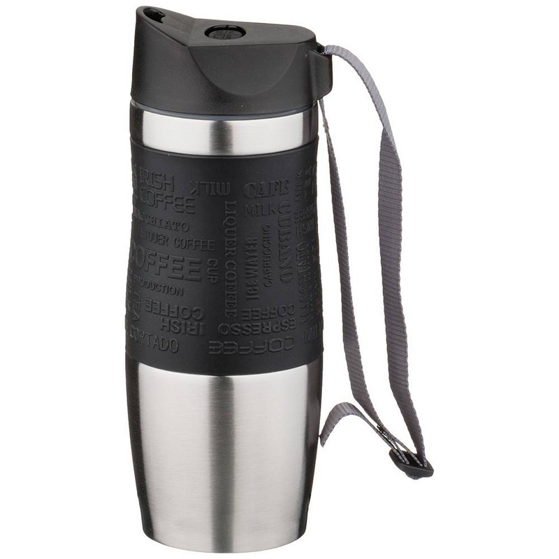 Термокружка с кнопкой-стоппером 400 мл, черный