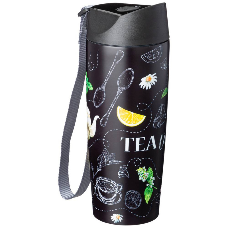 Термокружка 'Tea Time' с кнопкой-стоппером, 380 мл, колба нержавеющая сталь