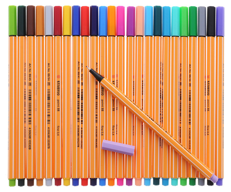  капиллярных ручек Stabilo Point88, 25 цветов -  набор ручек .