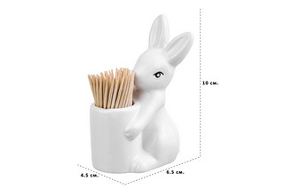 Вазочка п/зубочистки 6,5*4,5*10 см 'Зайчик' + зубочистки  2