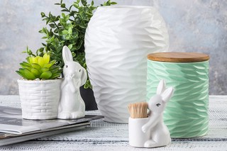 Вазочка п/зубочистки 6,5*4,5*10 см 'Зайчик' + зубочистки  6