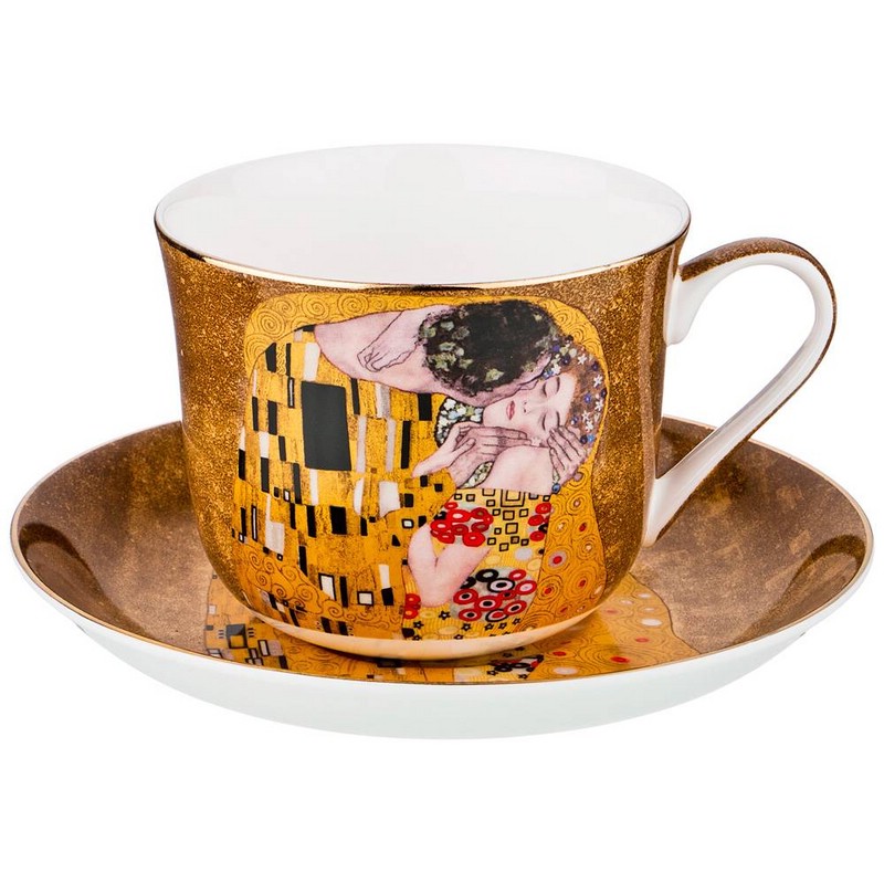 Чайная пара 'Поцелуй' (Г.Климт) 500 мл, золотая