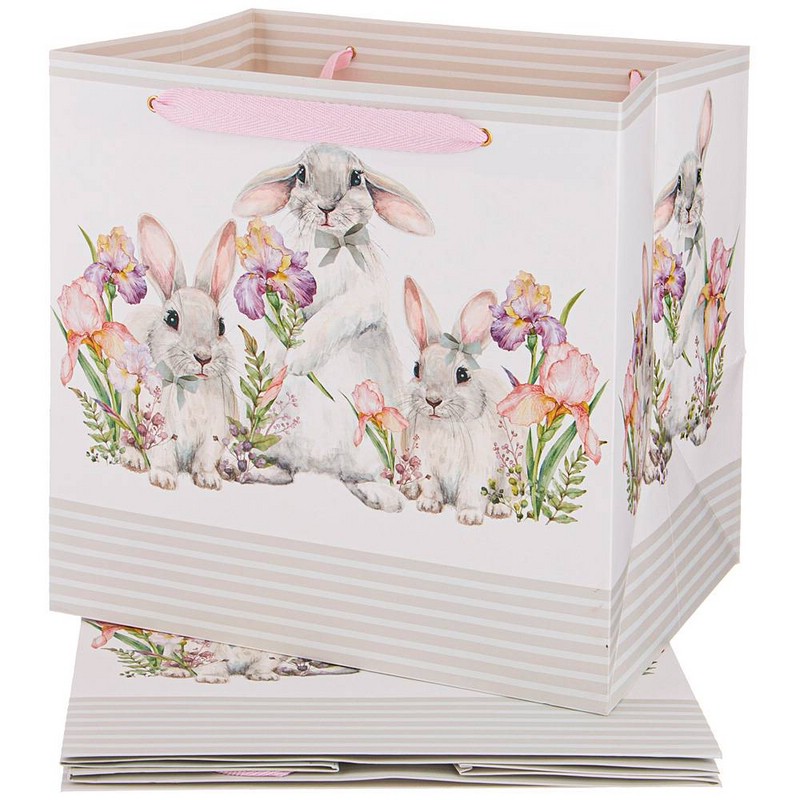 Бумажный пакет 'Ирисы' (Irises) Кролики, 30х30х25 см, Lefard