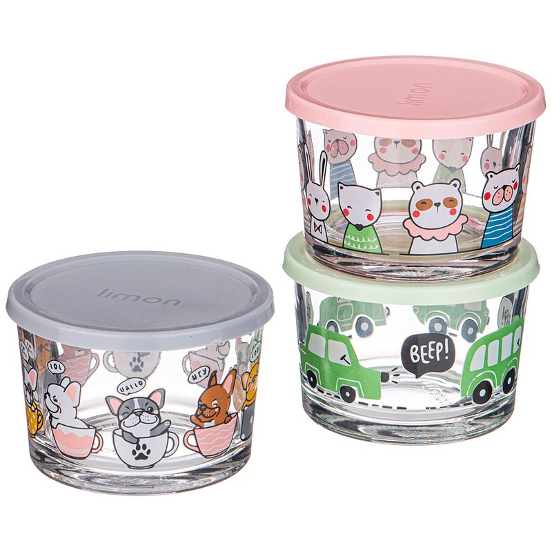 Набор из трех контейнеров с крышками, 190 мл