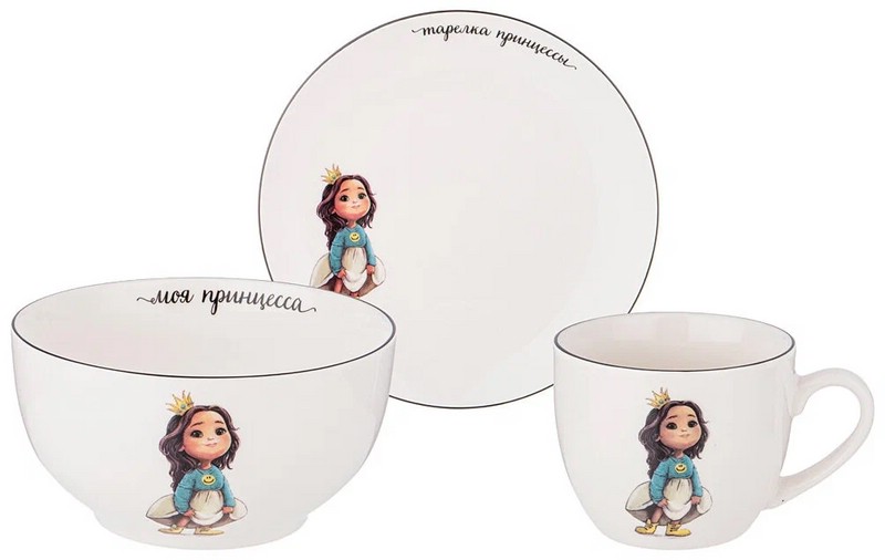 Набор посуды 'Принцесса' 3 предмета, детский