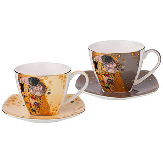 Чайный набор 'Поцелуй' (Г.Климт) на 2 персоны, 4 предмета, 250 мл (кремовый, серый)