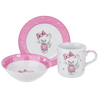 Набор посуды 'Розовый котик' 3 предмета, детский