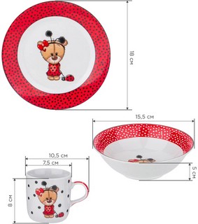 Набор посуды 'Мишка' 3 предмета, детский 6