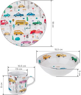Набор посуды 'Машинки' 3 предмета, детский 6