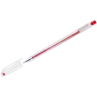 Ручка гелевая 0.5 мм, красная, Crown Hi-Jell