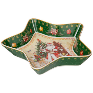 Блюдо-звезда 'Дед Мороз' 28 см, зеленое 3