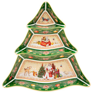 Менажница-елка 'Дед Мороз' 25 см, зеленая