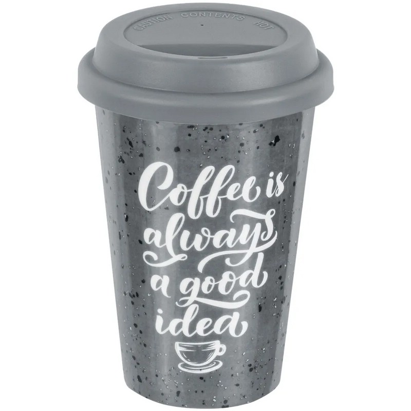 Стакан 400 мл 'Графит' для чая/кофе, силиконовая крышка