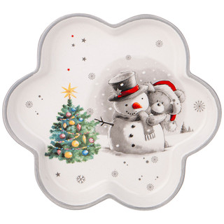 Тарелка фигурная 'С Новым Годом!' 15 см (снеговик и елочка) 1