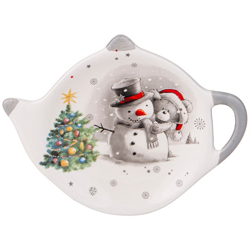 Подставка под чайные пакетики 'С Новым Годом!' (снеговик и мишка)