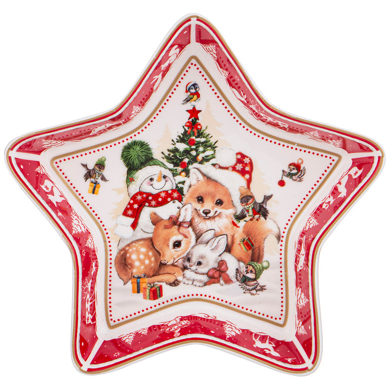 Блюдо-звезда 'С Новым Годом!' 17.5 см, красное